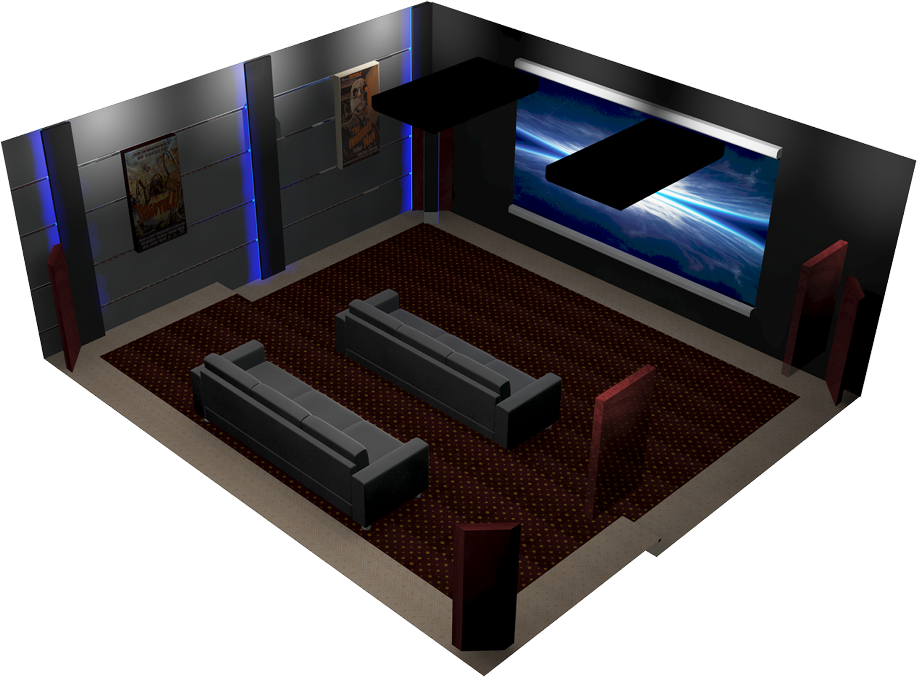Modern Home Theater Design PNG