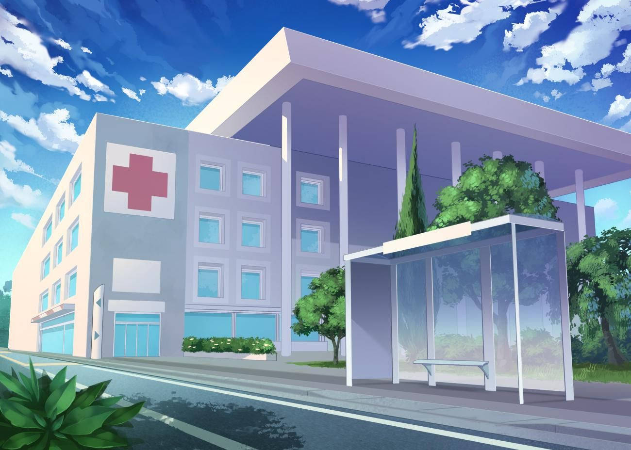 Modern Hospital Building Perspective Art Wallpaper