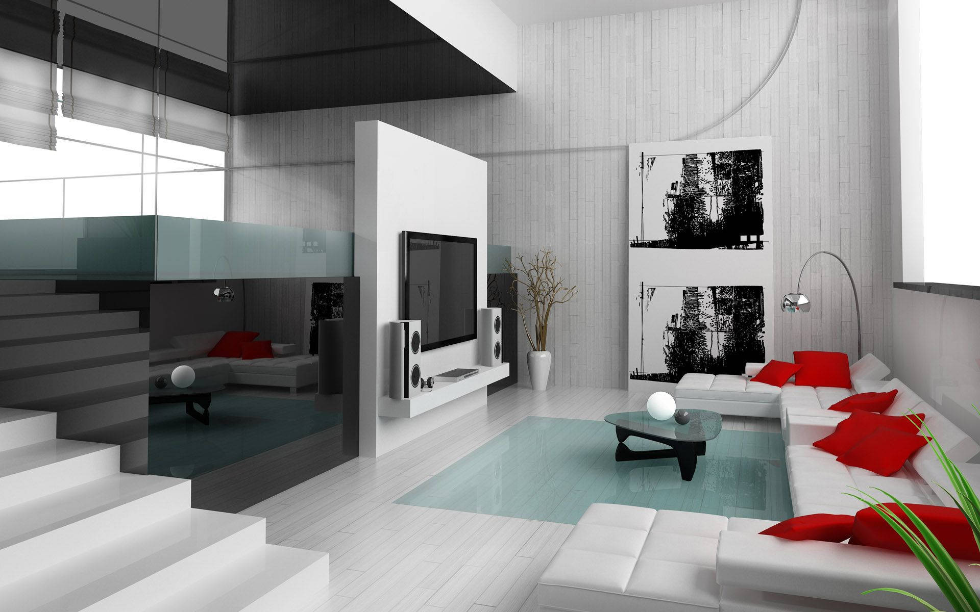 Modern House Interior Living Room Wallpaper