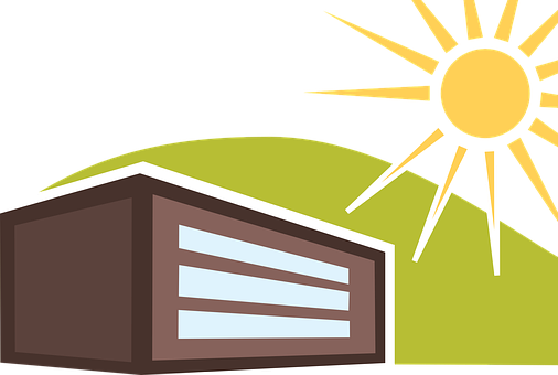 Modern House Sunrise Vector PNG