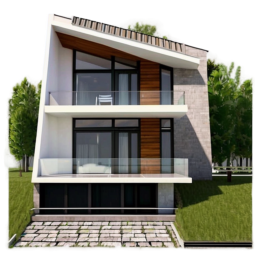 Modern House With Balcony Views Png Pml68 PNG