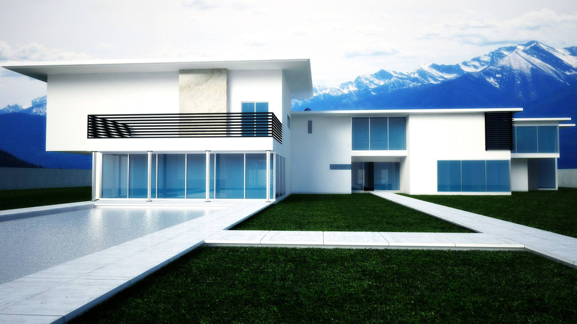 Modern House With Glass Windows Wallpaper