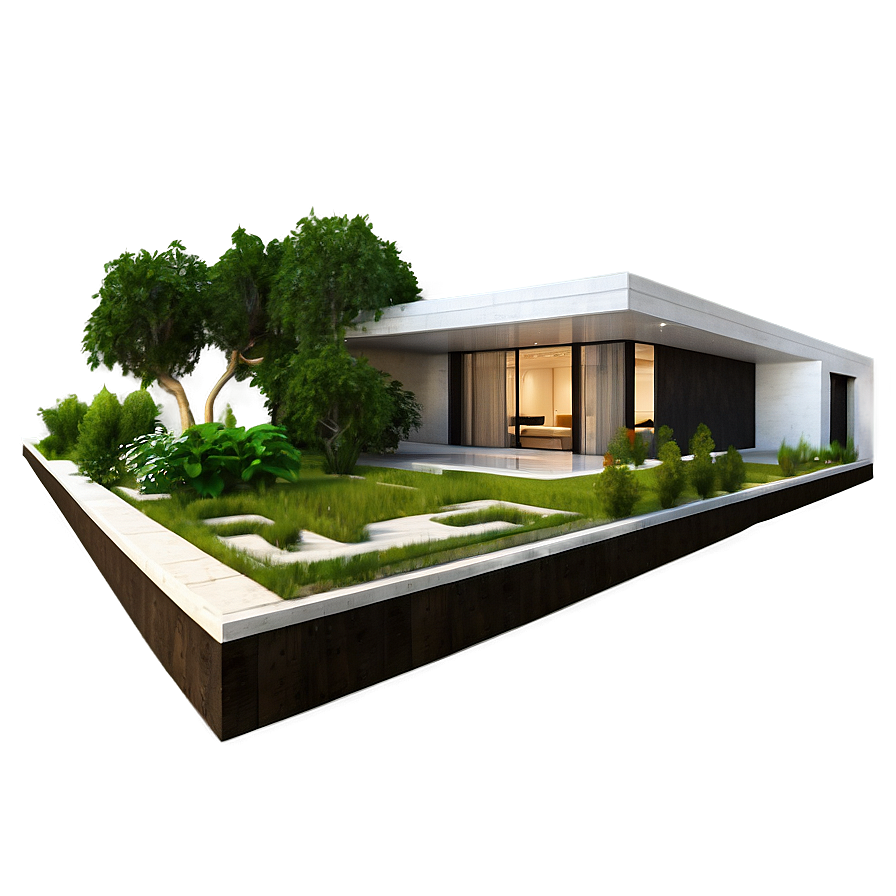 Modern House With Indoor Garden Png Eqp PNG