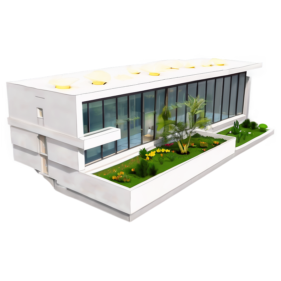 Modern House With Indoor Garden Png Fky PNG