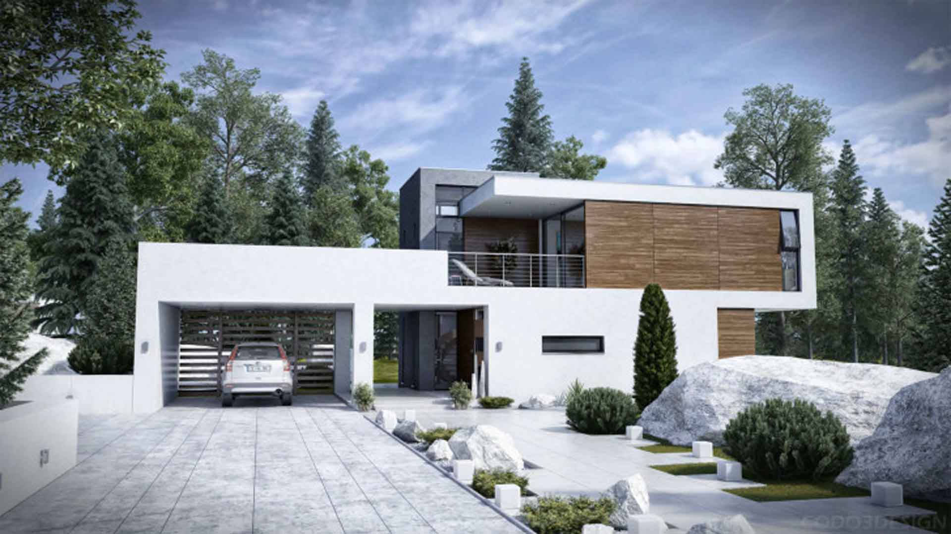 Modern House with Patio Wallpaper