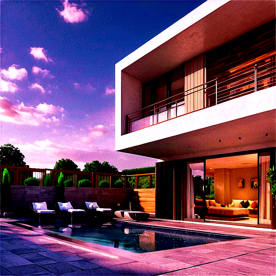 Modern House With Rooftop Terrace Png Rlg66 PNG