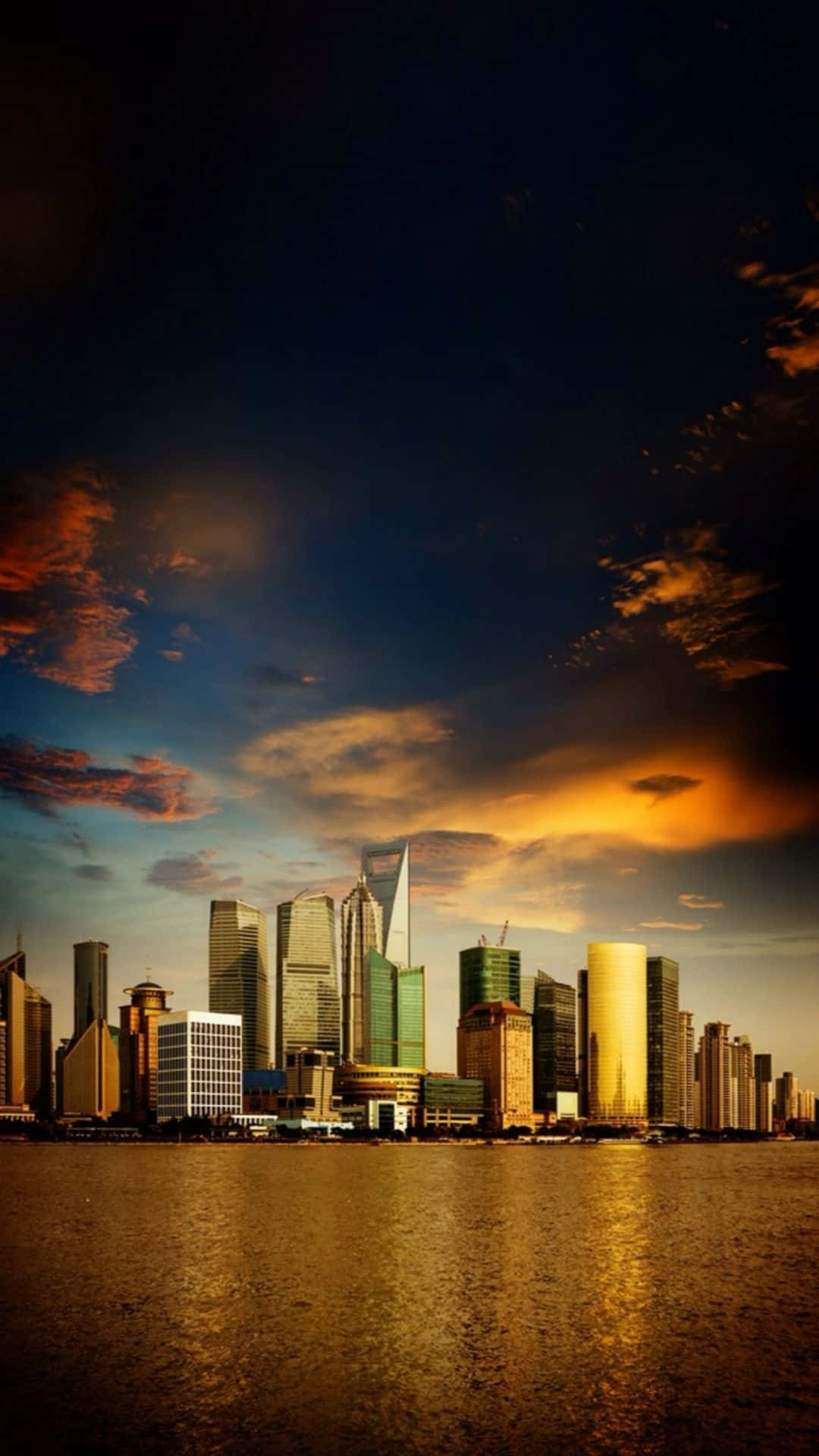 Modern Riverbank Cityscape Skyview Iphone Wallpaper