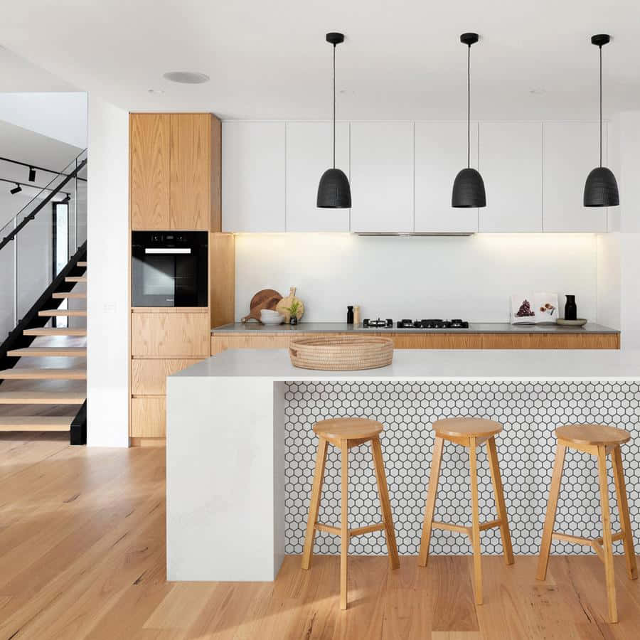 Aesthetic Wood Modern Kitchen Design Wallpaper