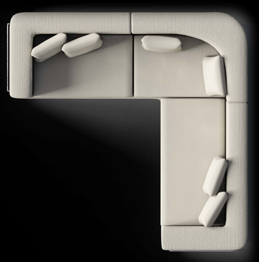 Modern L Shaped Sofa Top View PNG