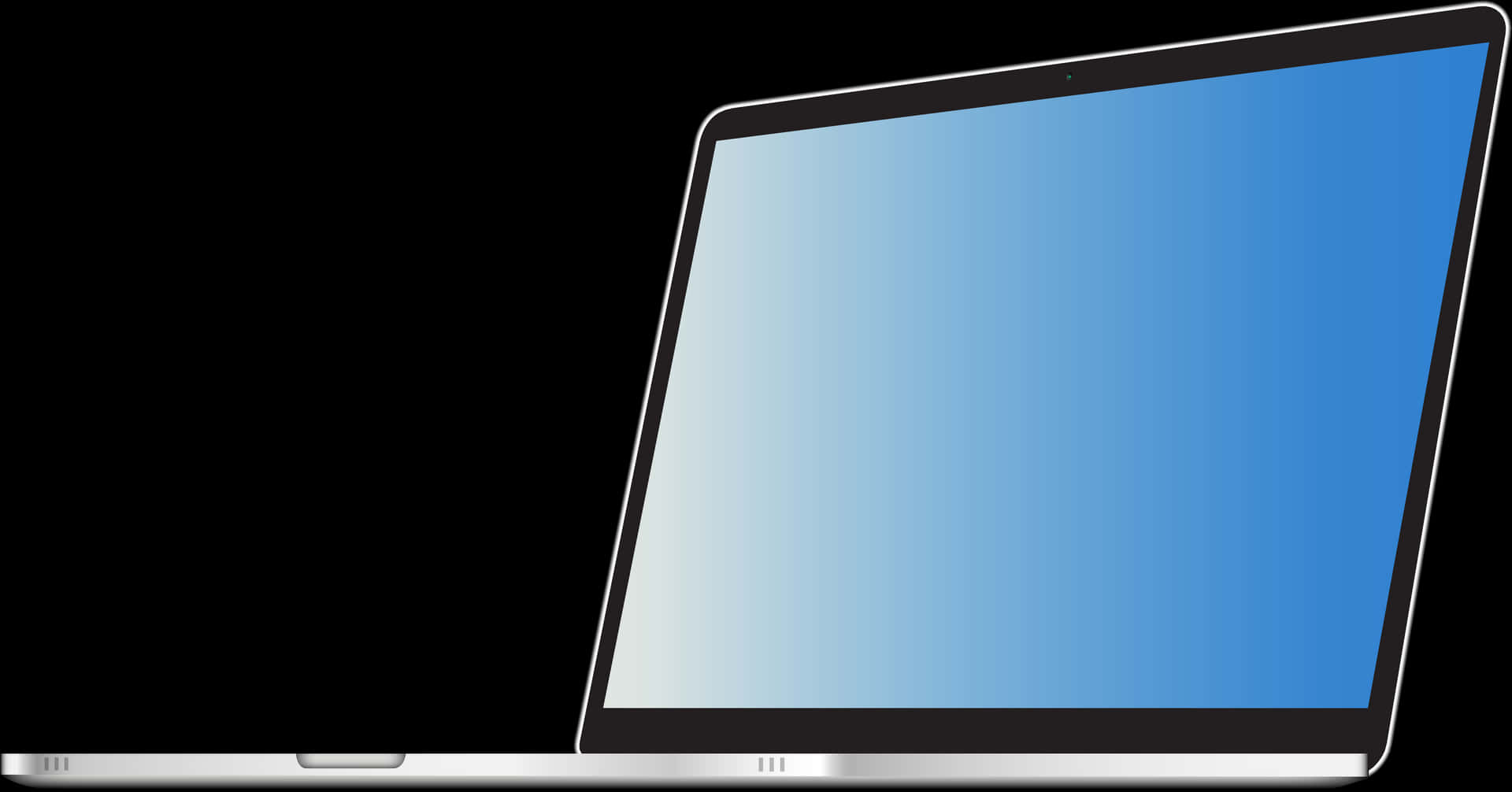 Modern Laptop Open Blank Screen PNG