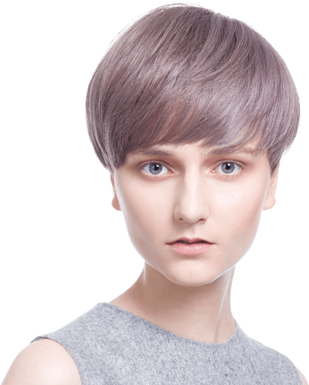 Modern Lavender Bangs Hairstyle PNG