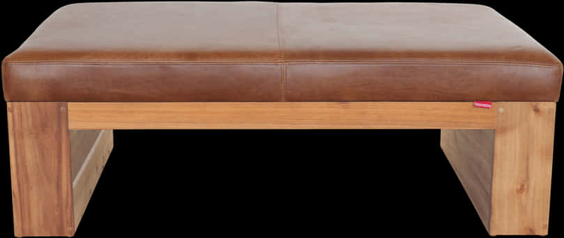Modern Leather Wooden Ottoman Bench PNG