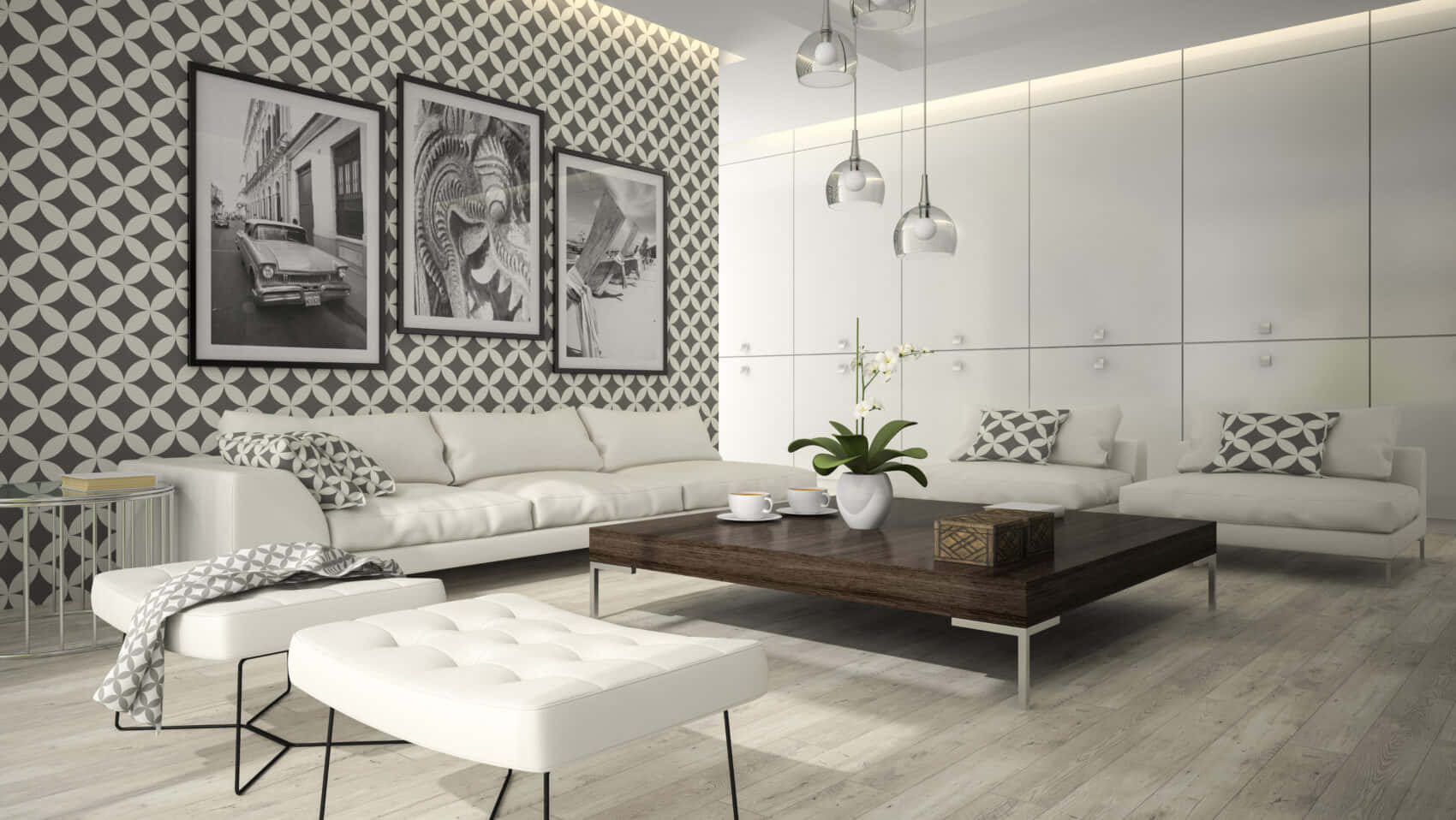 Modern Living Room Geometric Wallpaper Wallpaper