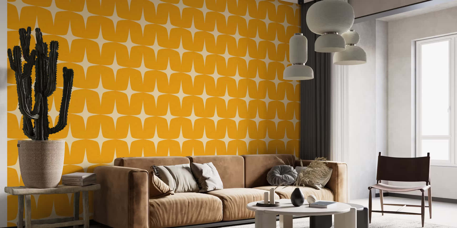Modern Living Room Starburst Wallpaper Design Wallpaper