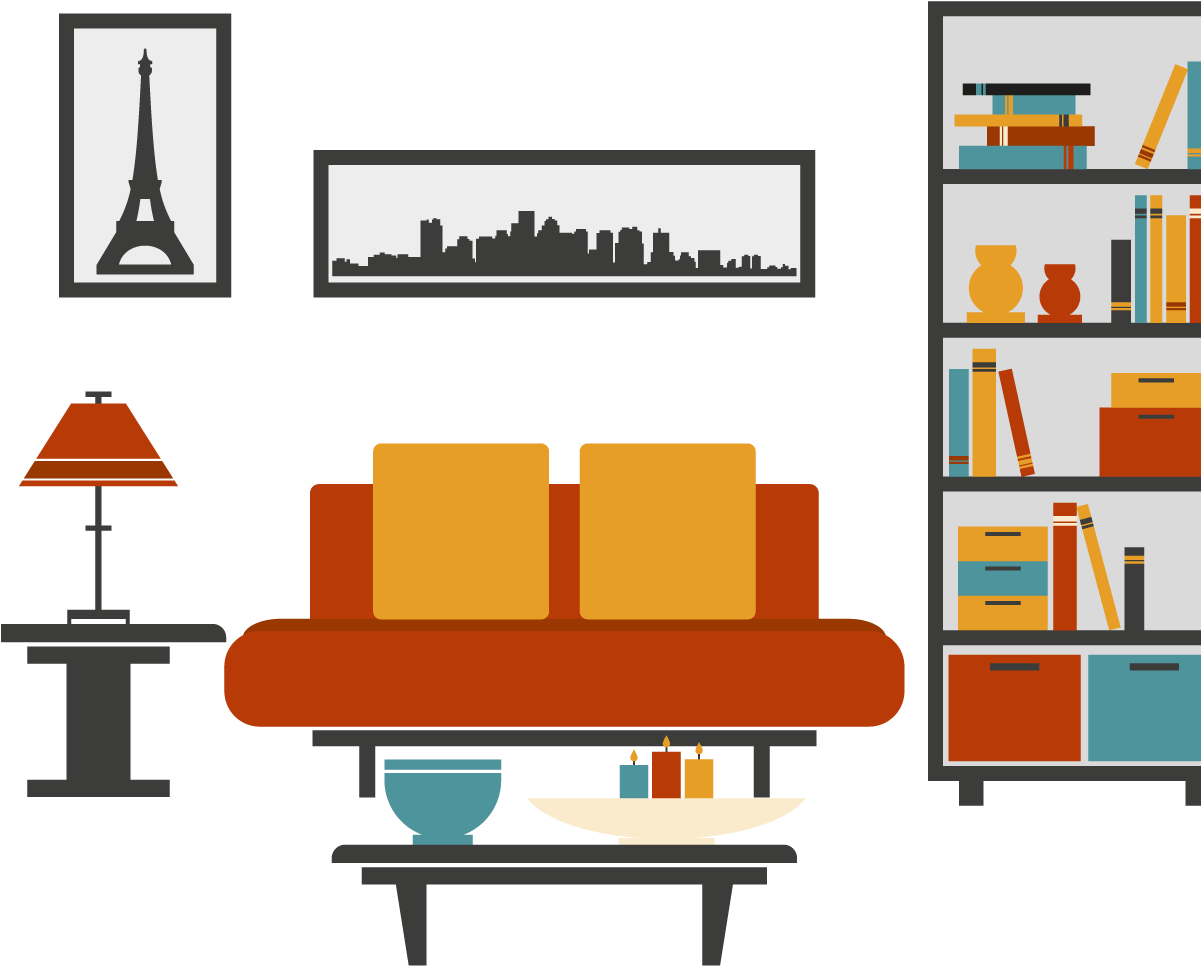 Modern Living Room Vector Illustration PNG