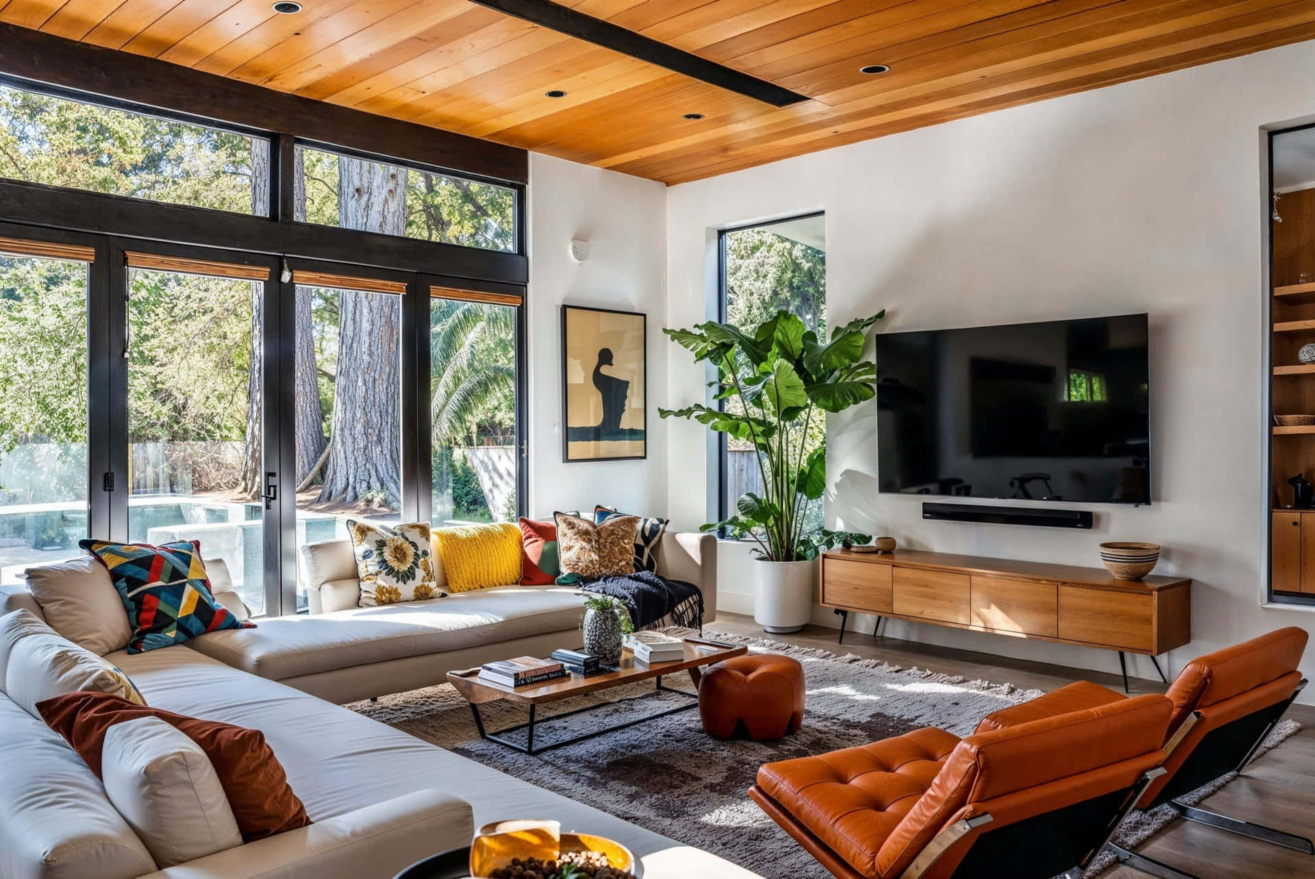 Moderne Woonkamer Met Natuurlijk Licht Achtergrond