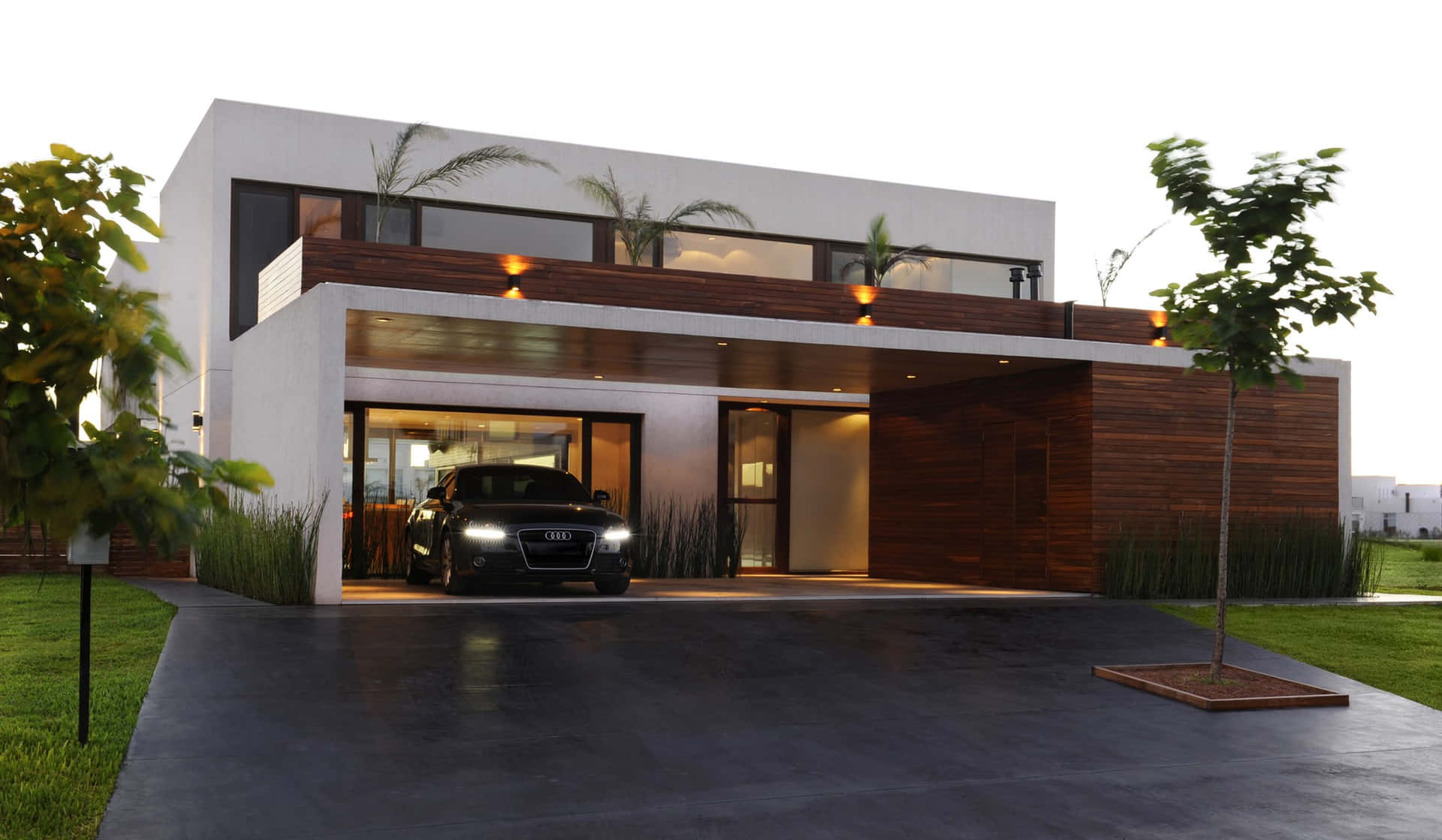 Modern Luxury House With Even Architecture Wallpaper