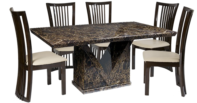 Modern Marble Dining Table Set PNG