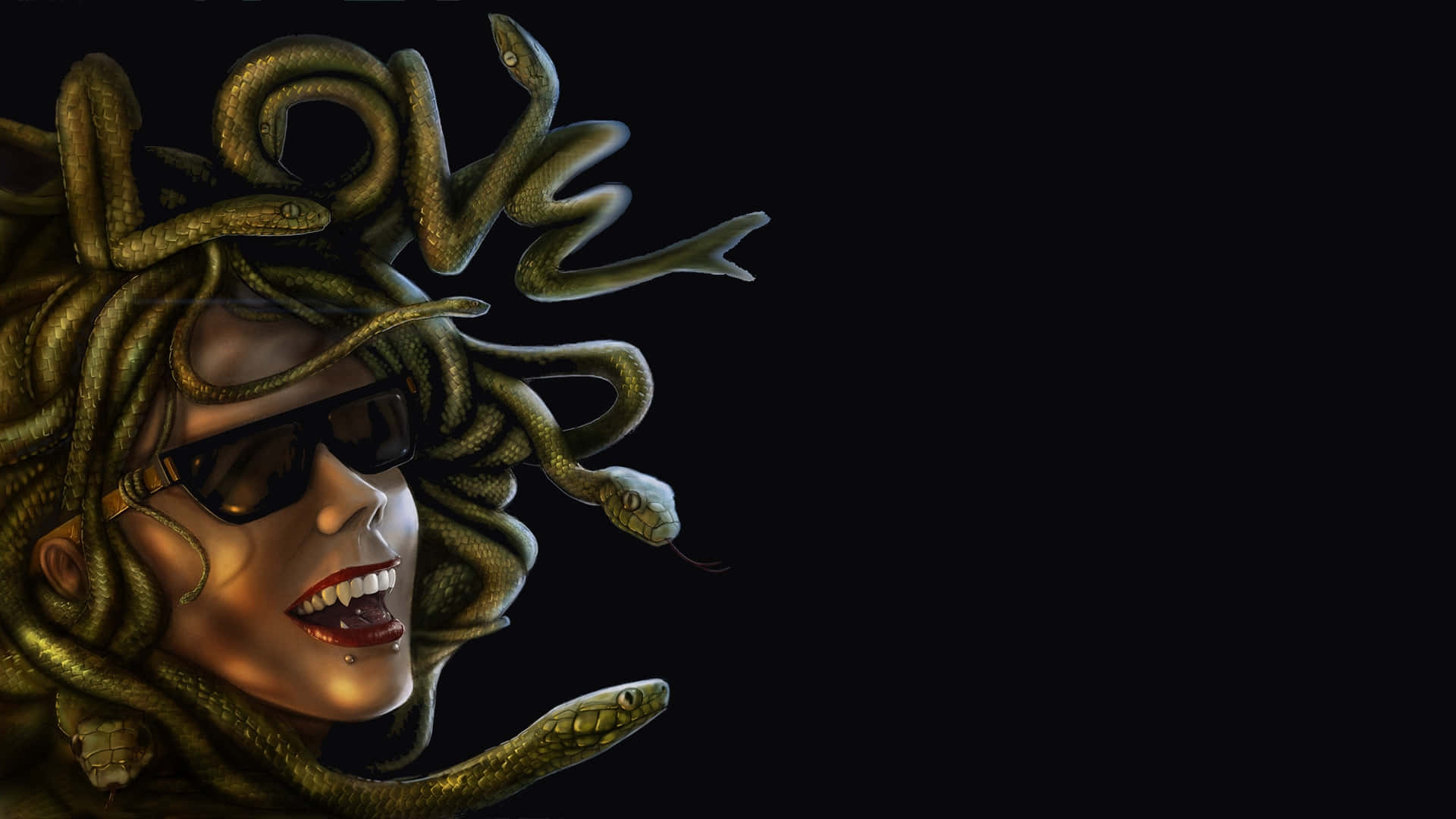 Modern_ Medusa_ Smiling_with_ Sunglasses Wallpaper