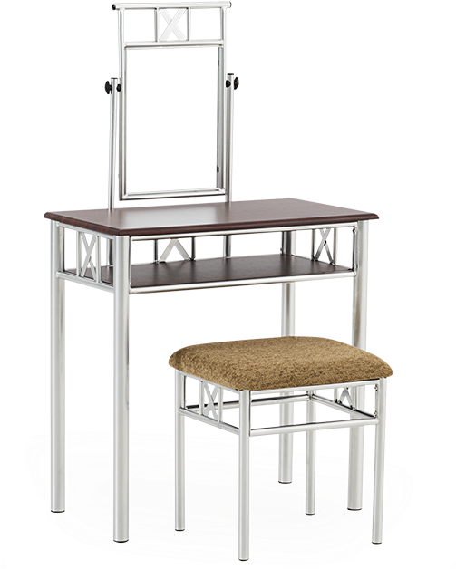 Modern Metal Dressing Table With Stool PNG