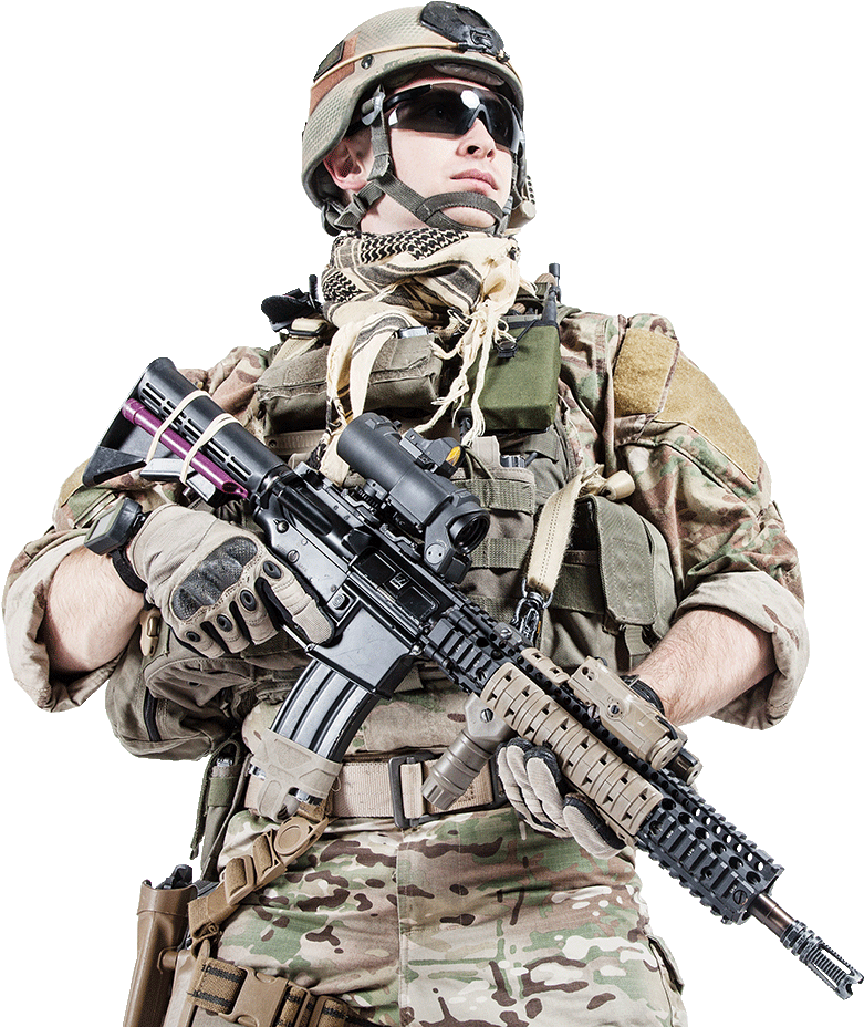 Modern Military Soldier Portrait PNG