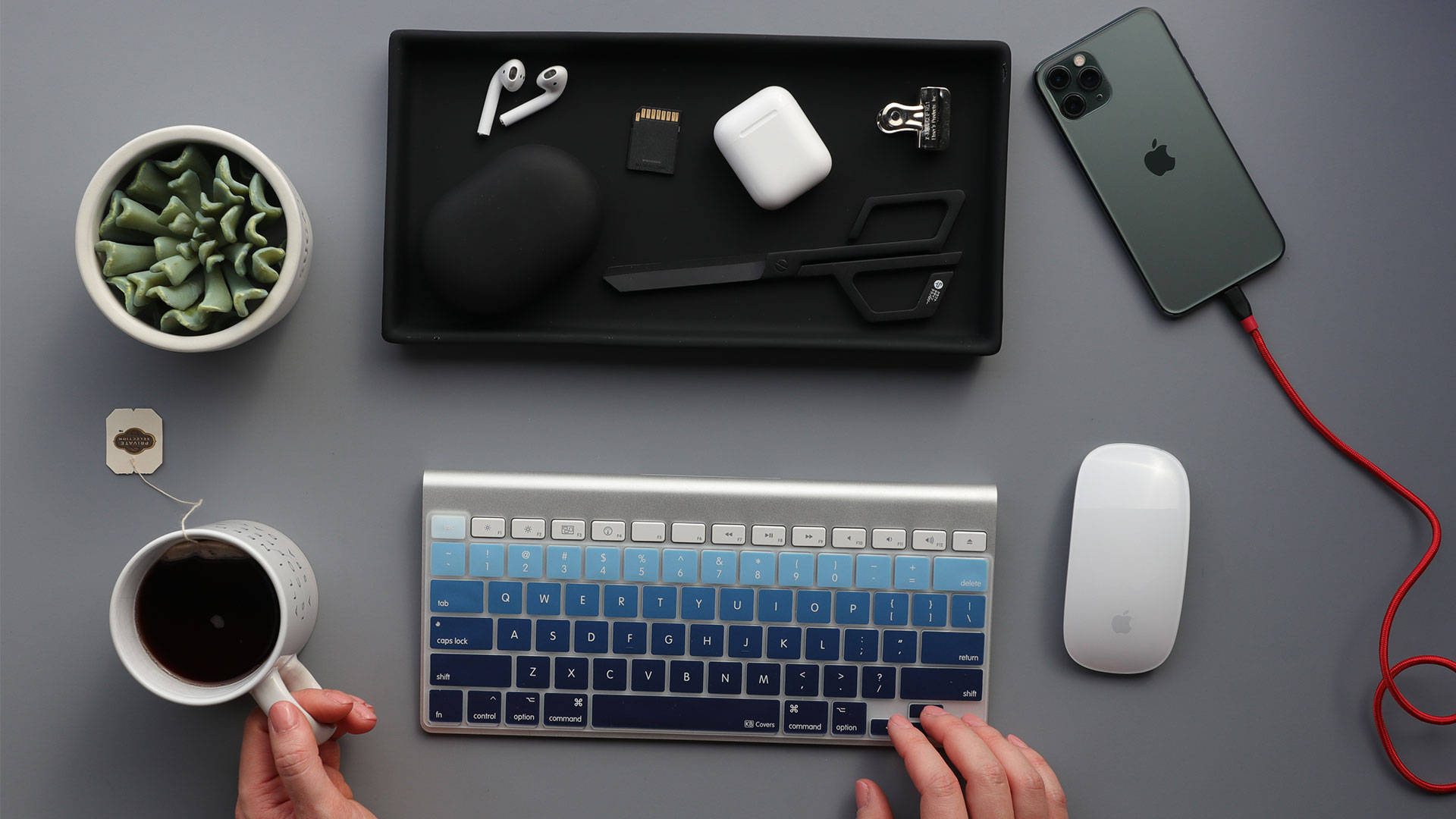 Modern Minimalist Desk Computer Keyboard Background