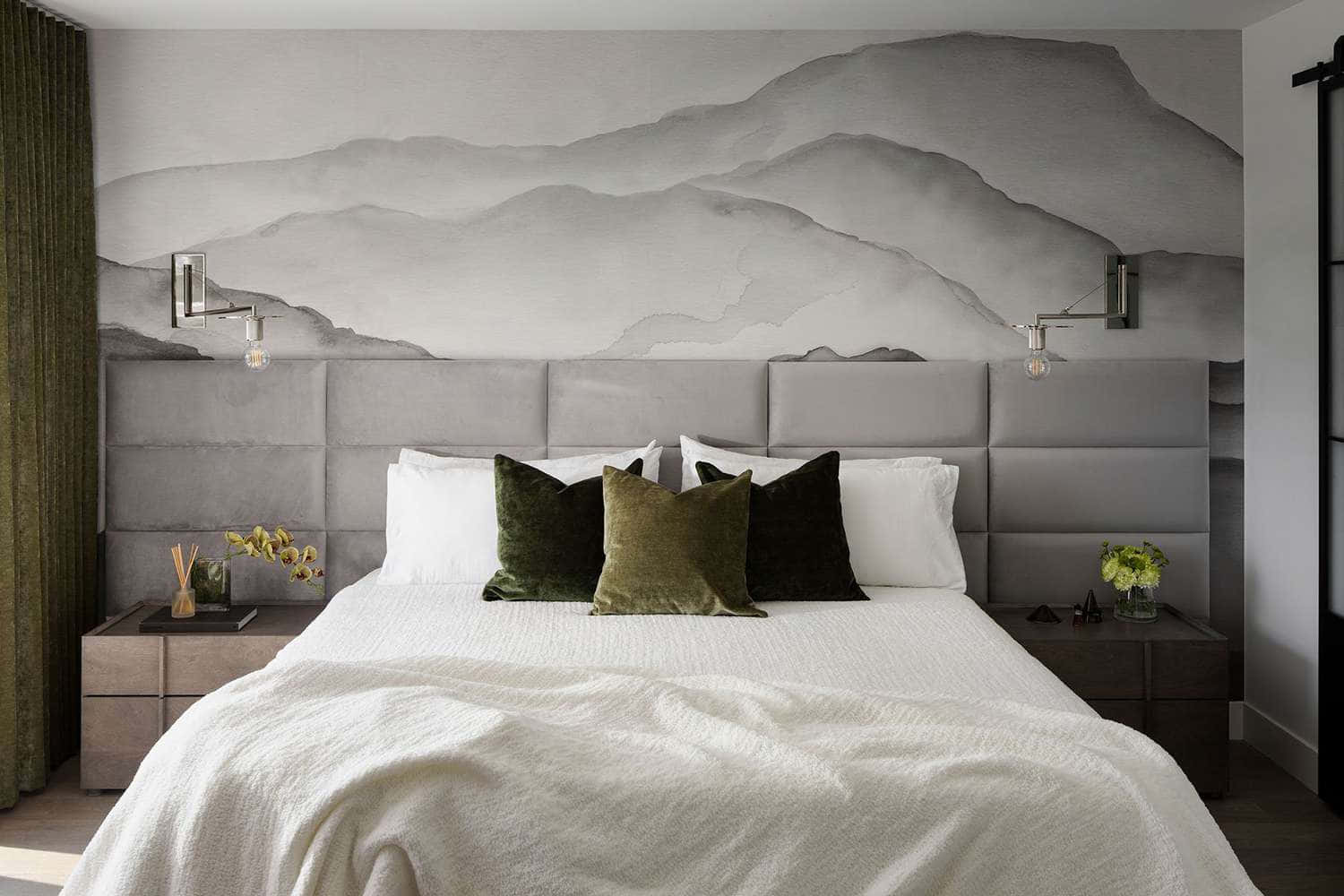 Modern Mountain Mural Bedroom Design Wallpaper