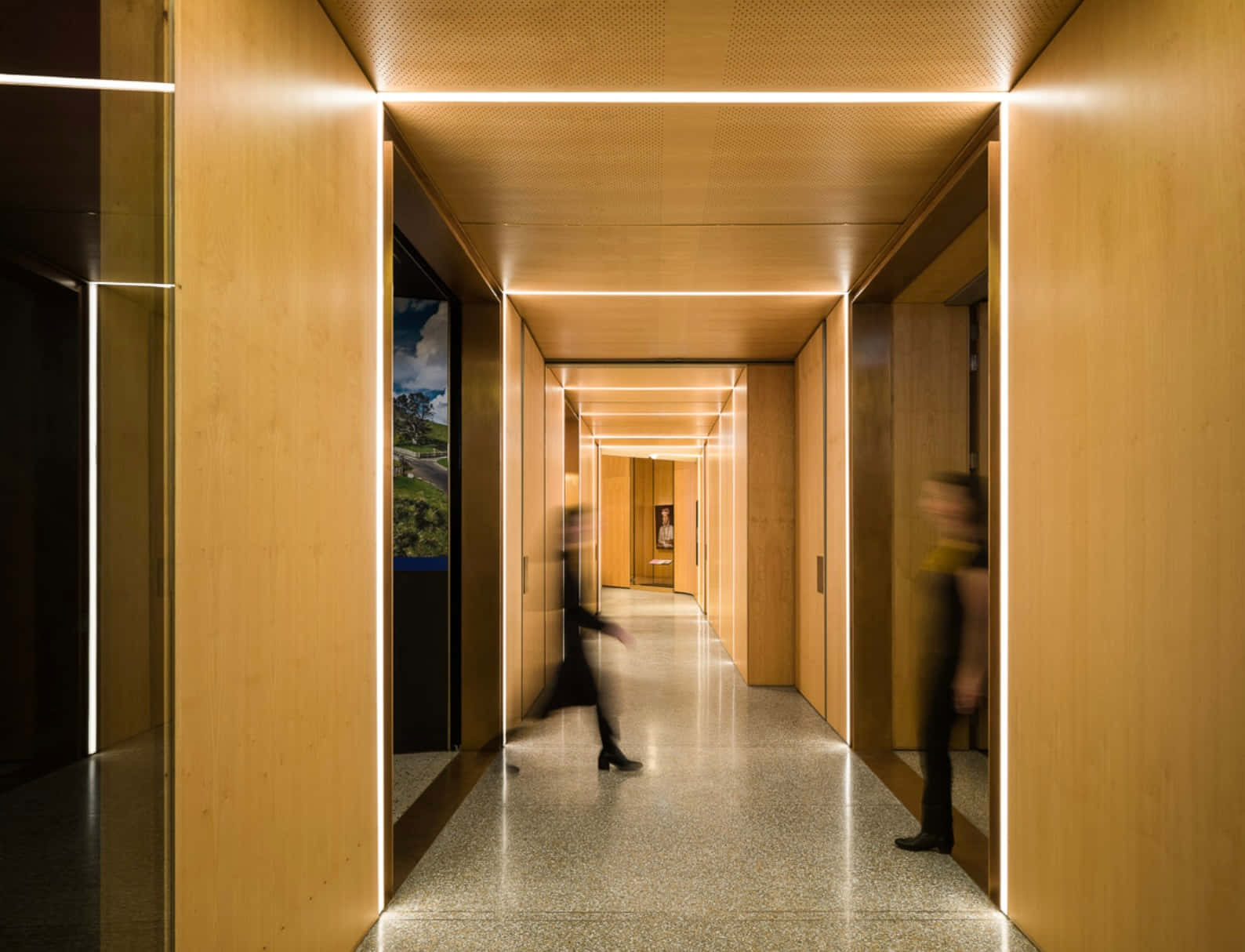 Modern Museum Corridor Motion Blur Wallpaper