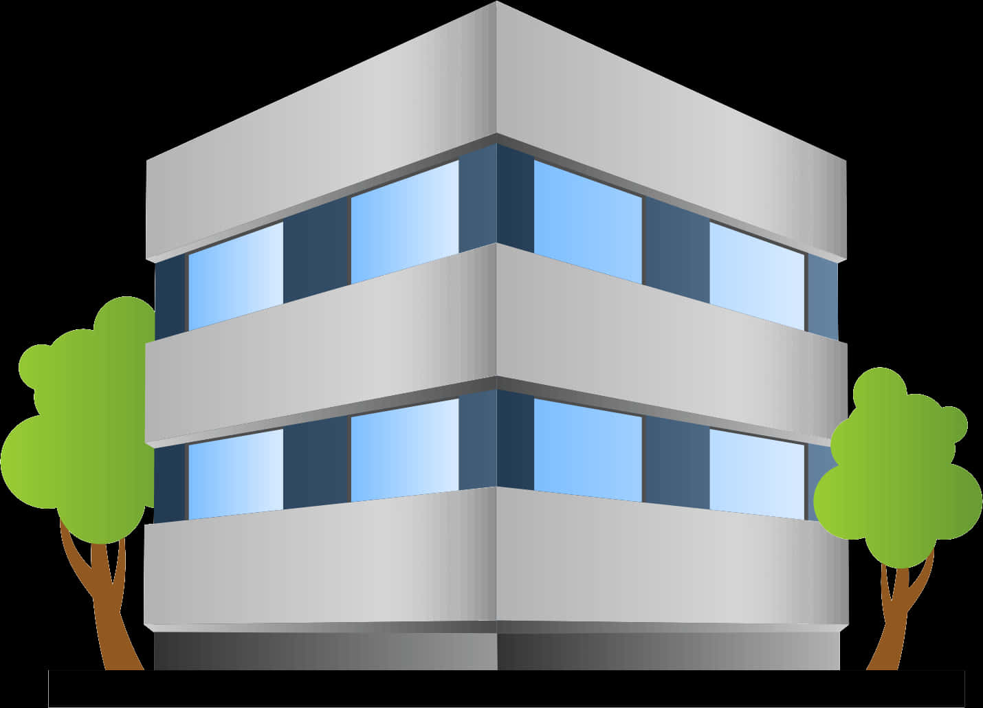 Modern Office Building Vector Illustration PNG