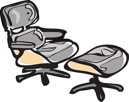 Modern Office Chairand Ottoman Illustration PNG