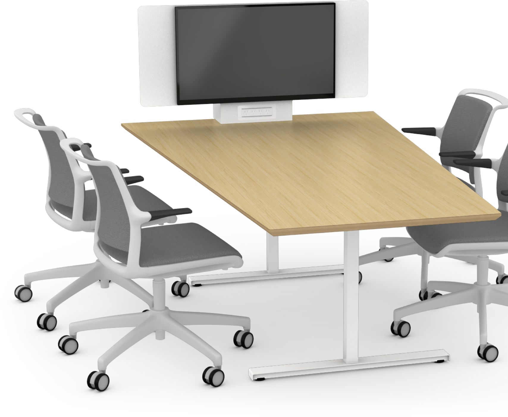 Modern Office Computer Desk Setup PNG