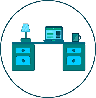 Modern Office Desk Setup PNG