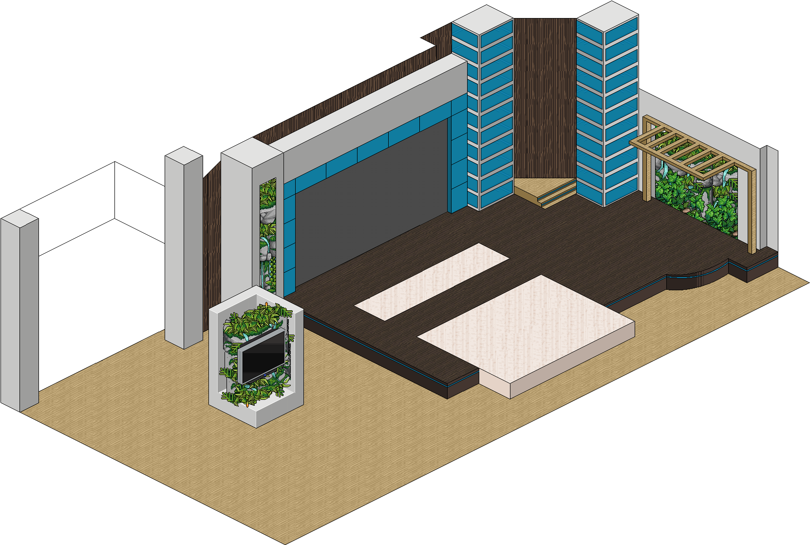 Modern Office Lobby Isometric Design PNG