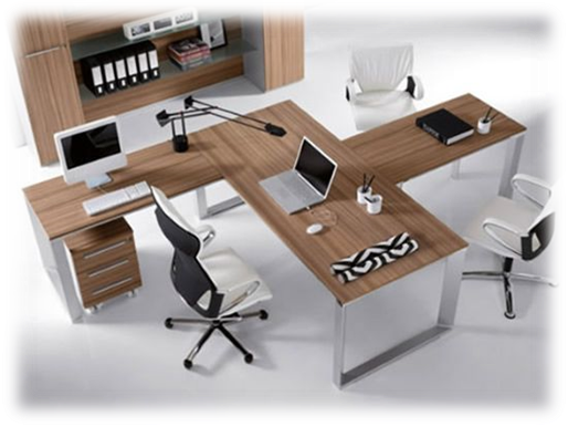 Modern Office Setup Top View PNG