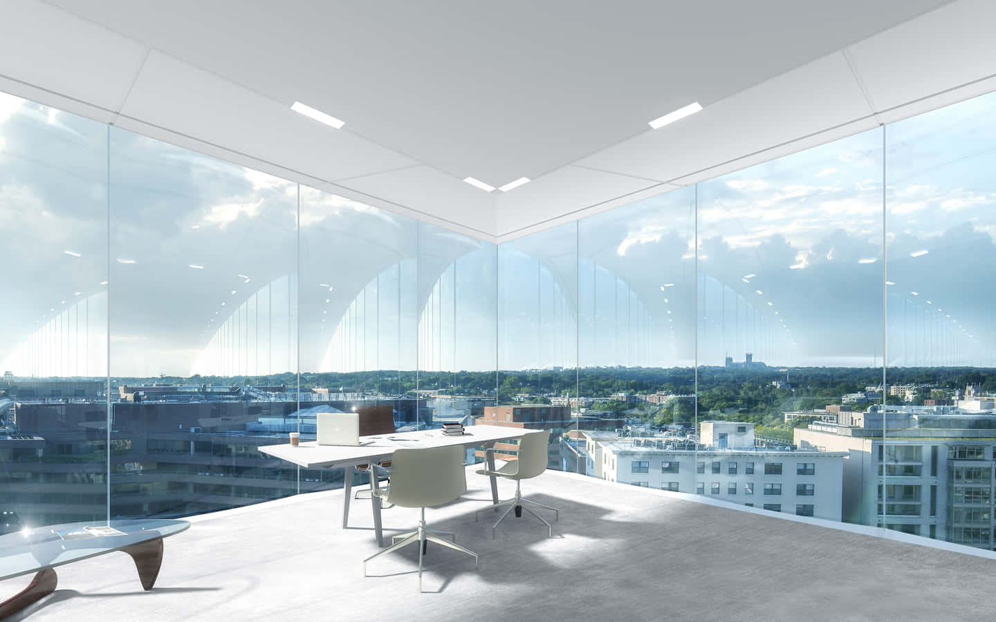 Modern Office Spacewith View Wallpaper