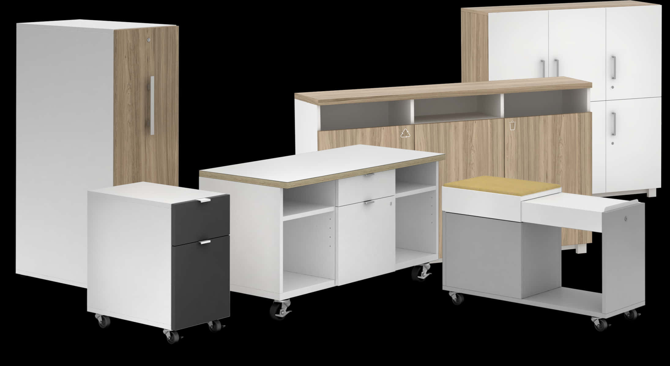 Modern Office Storage Furniture Collection PNG