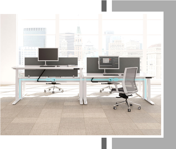 Modern Office Workspacewith City View PNG