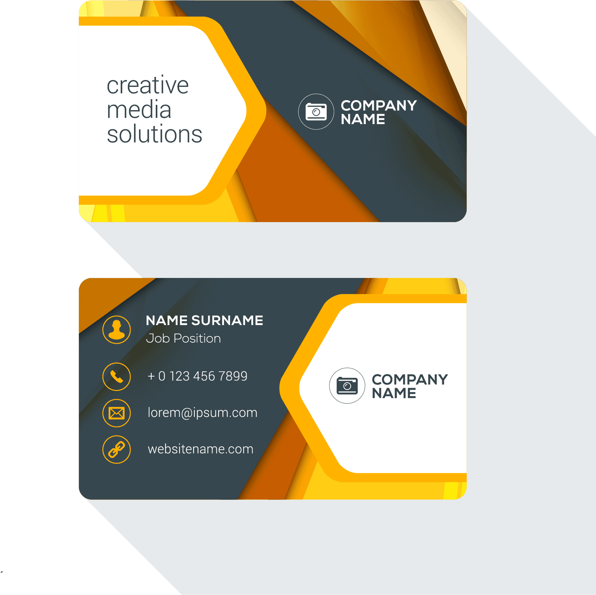 Modern Orange Business Card Design PNG