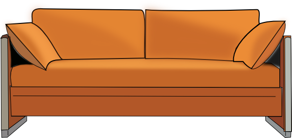 Modern Orange Couch Illustration PNG