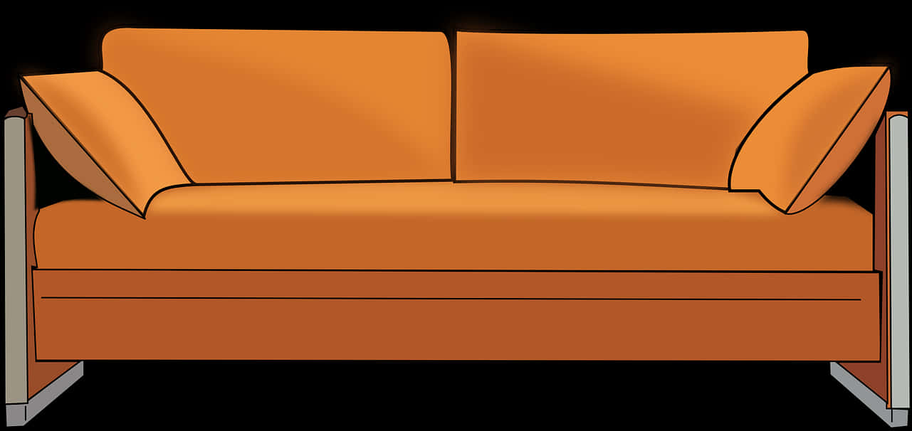 Modern Orange Sofa Design PNG