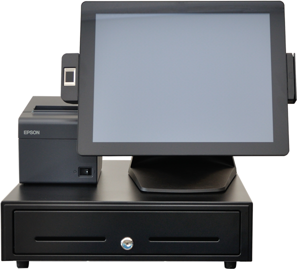 Modern P O S Systemwith Printerand Cash Drawer PNG