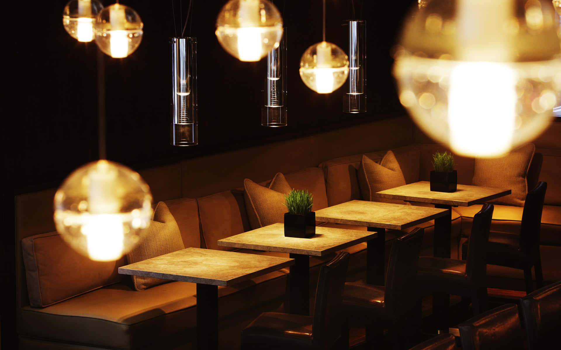 Modern Pendant Lighting Restaurant Ambiance.jpg Wallpaper