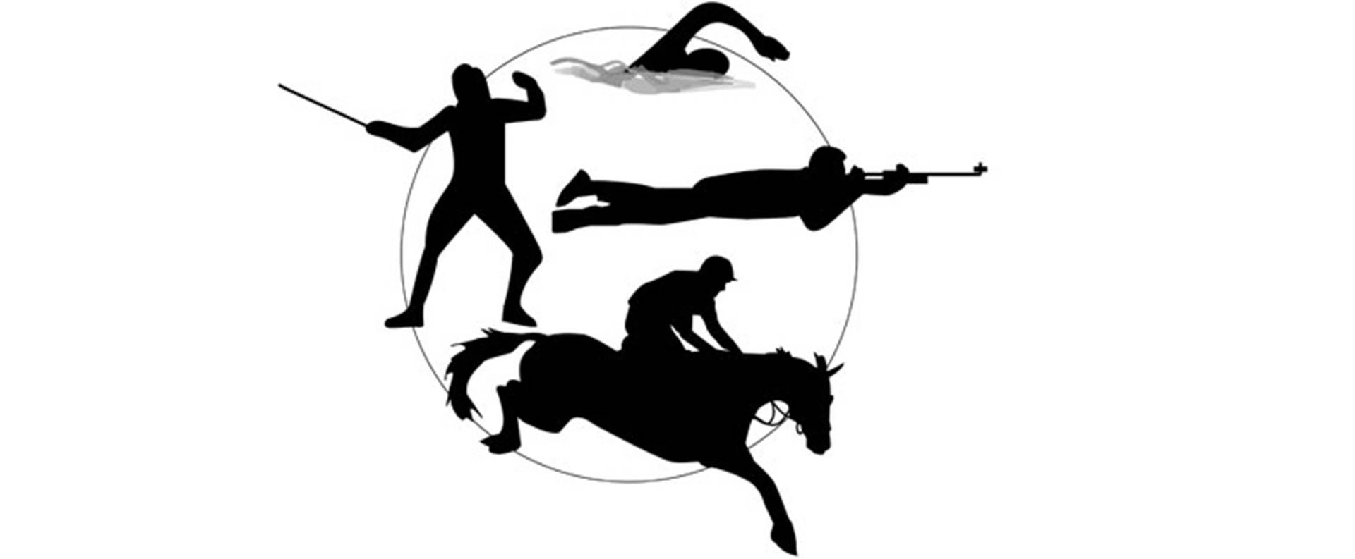Silhouettedel Giocatore Di Polo A Cavallo Del Pentathlon Moderno Sfondo