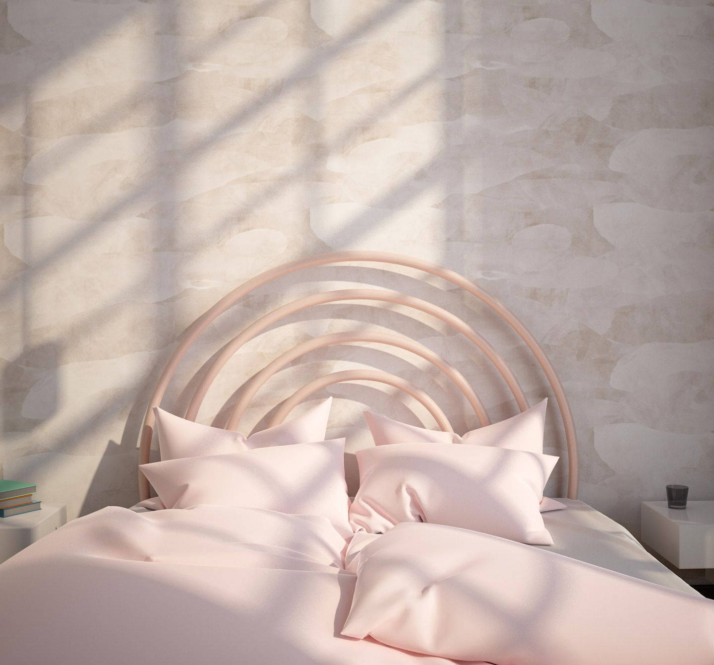 Modern Pink Bed Wallpaper