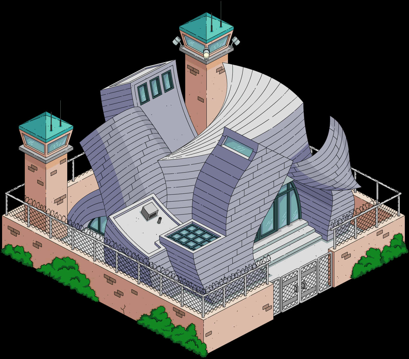 Modern Prison Architecture Illustration PNG