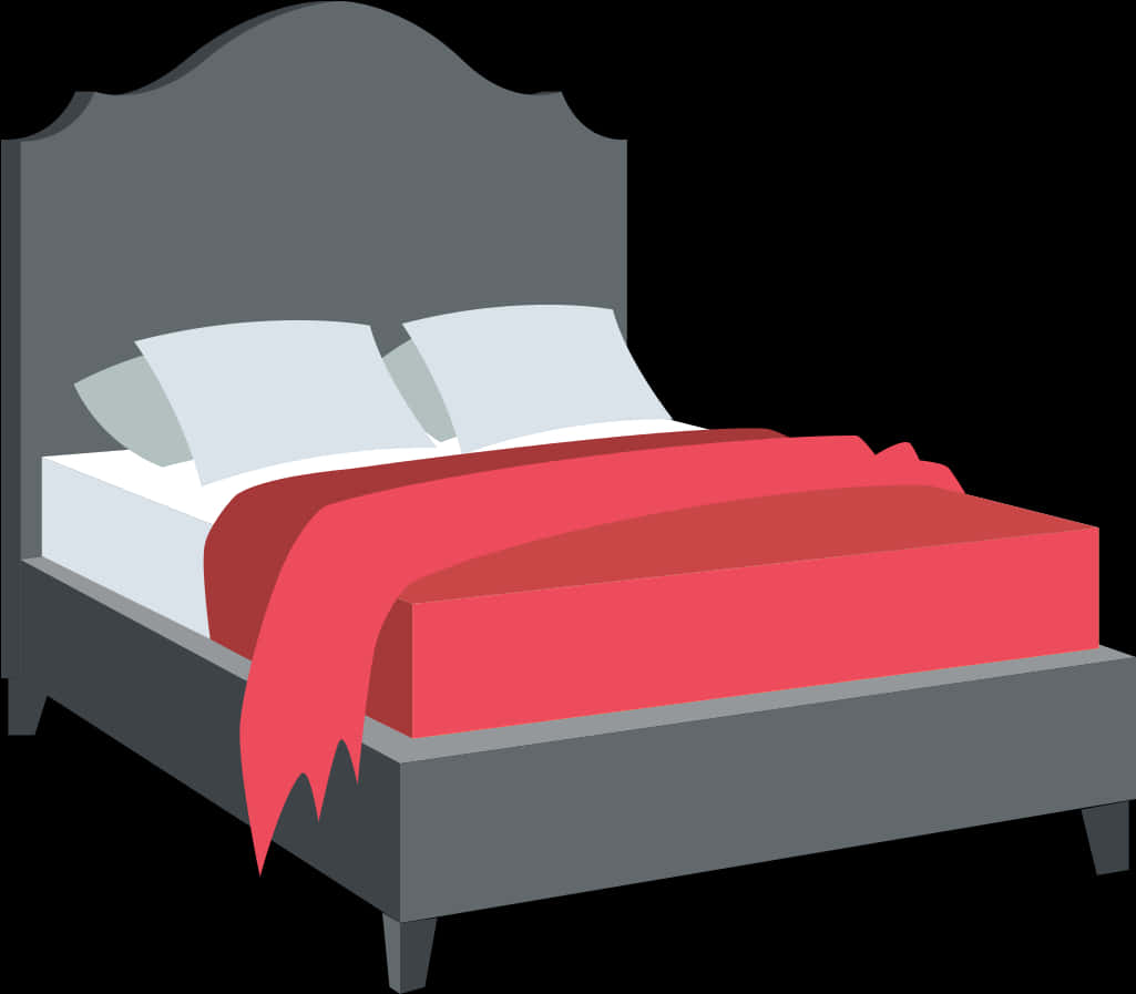 Modern Red Blanket Bed Illustration PNG