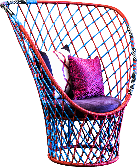 Modern Redand Blue Woven Chair PNG