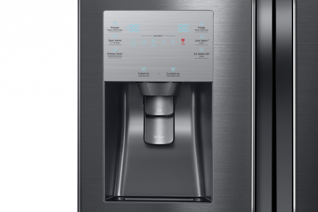 Modern Refrigerator Waterand Ice Dispenser PNG