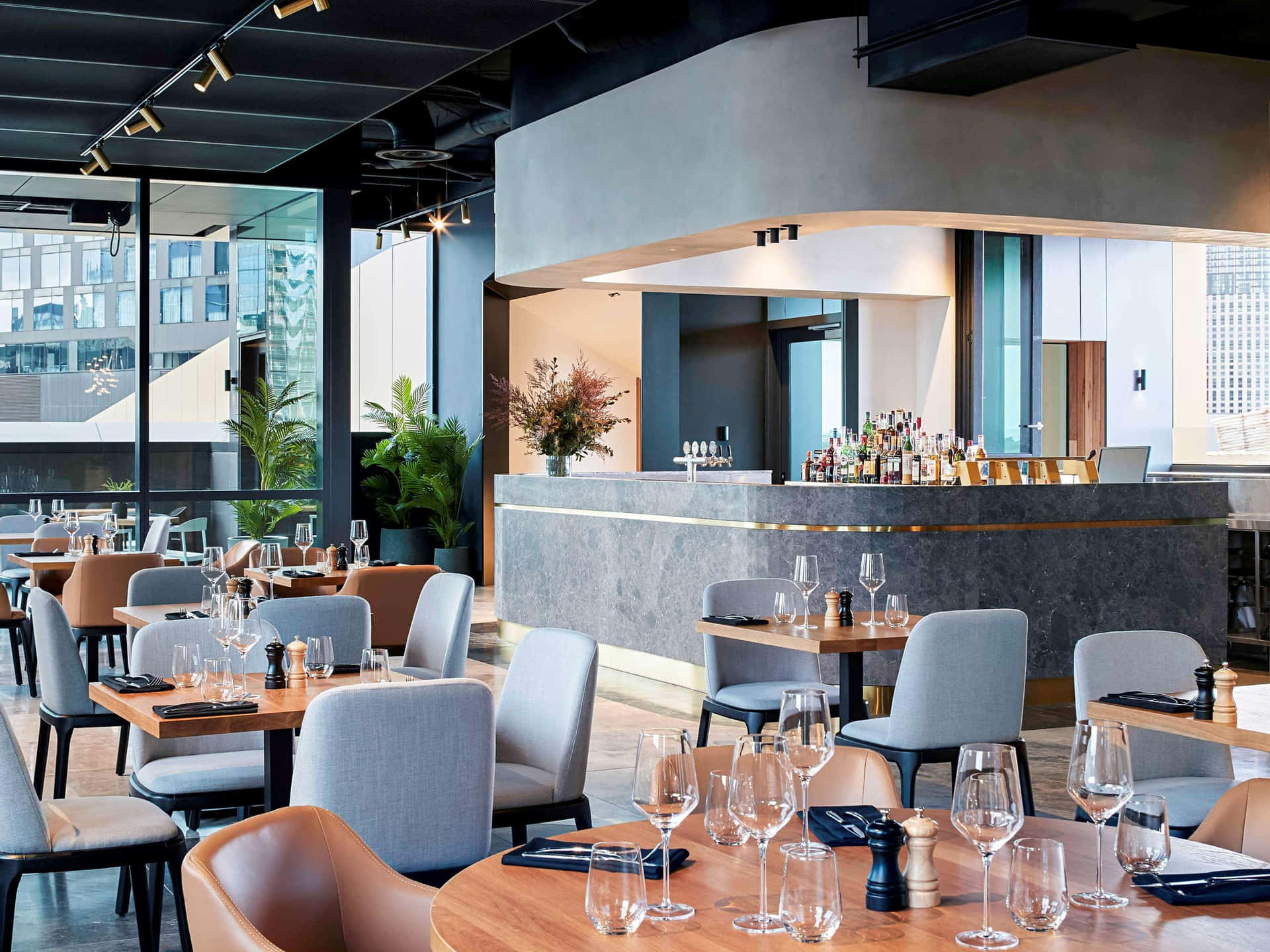 Modern Restaurant Interior Melbourne South Wharf Wallpaper