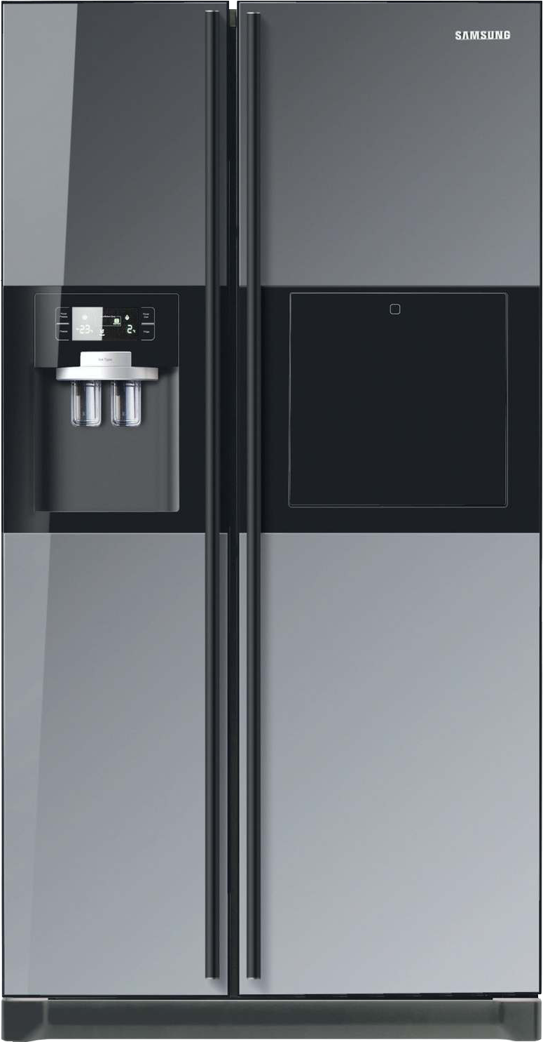 Modern Samsung Smart Fridgewith Screenand Water Dispenser PNG